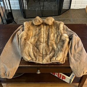 Vintage Fur and Suede Convertible and Reversible Jacket/Vest in Tan